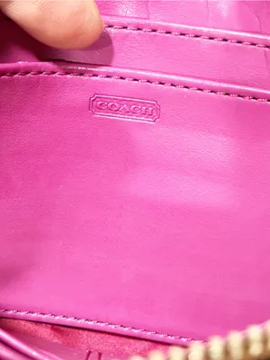 Coach Signature Zippy Wallet 48691B in Khaki/Fuchsia thumbnail 4