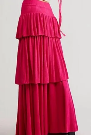Free People Pink Knit Tiered Skirt or Strapless Dress thumbnail 2