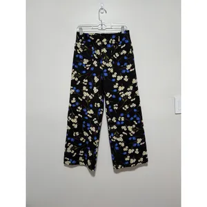 Maeve Anthropologie Colette Black Floral Wide Leg Crop Pants Size 28 thumbnail 3