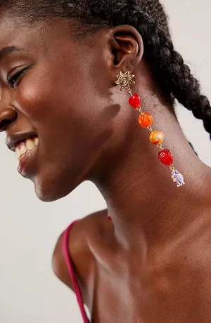 NWT Free People Euro Summer Dangles In Red Rouge thumbnail 1