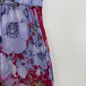 Aratta Silent Journey Pants Womens Small Red Floral Wide Leg Elastic Waist Boho thumbnail 5
