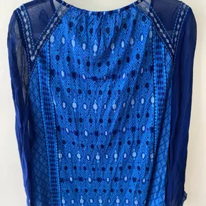 Lucky Brand 3/4 Sleeve Blouse Semi Sheer Blue M thumbnail 6