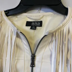 a.n.a Cream Fringe Leather Jacket thumbnail 5