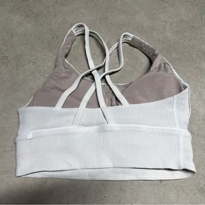 Lululemon Energy Sports Bra Long Line Texture Ribbed Padded White Size 6 thumbnail 4