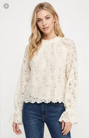 Blu pepper white boho lace top size medium thumbnail 1