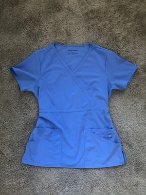 Cherokee Ceil Blue Scrub Top Size S thumbnail 1