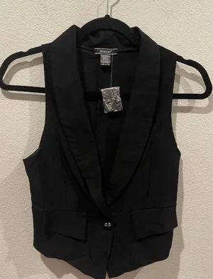 Poetry V-Neck Button Black Vest thumbnail 1