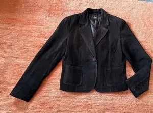 Alfani Black Genuine Suede Leather Blazer Jacket Size L thumbnail 1