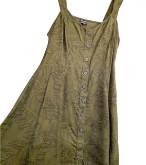Hurley Green and Black Sleeveless Sundress Tropical Leaves thumbnail 3