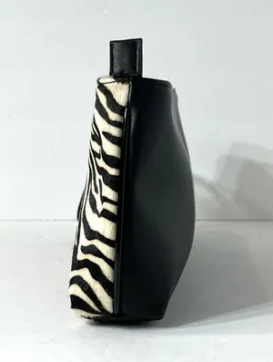 White House Black Market Zebra Calf Hair Leather Clutch thumbnail 7