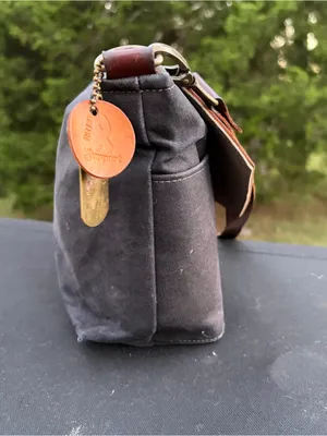 R. Riveter Patton Black Canvas & Brown Leather Crossbody Bag thumbnail 4