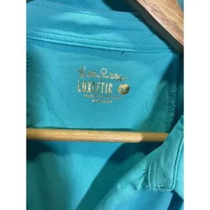 Lilly Pulitzer Luxletic Polo Women XL Blue Ruffle Sleeveless Golf Tennis Top thumbnail 3