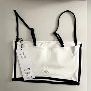 Alo Yoga NWT Airbrush Streamline Bra Tank Top Ivory Black Size S thumbnail 9