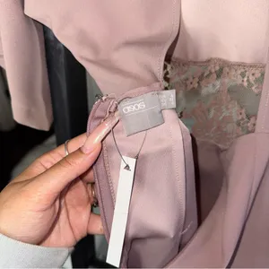 ASOS Blush Pink Lace Panel Mini Dress Open Back Soft Kimono Sleeves Womens 0 New thumbnail 12