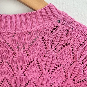 Pink Knit Short Sleeve Sweater Size undefined thumbnail 4