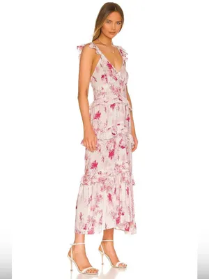 MISA Los Angeles x REVOLVE Morrison Floral Ruffle Midi Dress Women’s Small EUC thumbnail 4