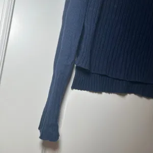 Daily Ritual Navy Blue Ribbed Lambswool Cashmere Blend Step Hem Sweater Womens M thumbnail 2