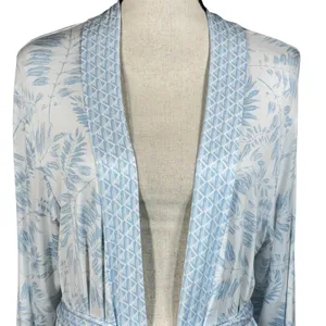 Hale Bob Medium Palm Robe Mid-Length Bamboo Stretch Belted Organic Long Sleeve thumbnail 2