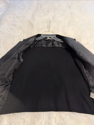 Peter Nygard Black Studded Leather-Front Jacket with zipper length 25” bust 36” thumbnail 5