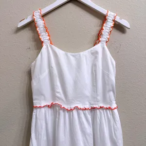 J.Crew White Cotton Scalloped-Trim‎ Tiered Midi Dress Size 0 Pockets Resortwear thumbnail 12