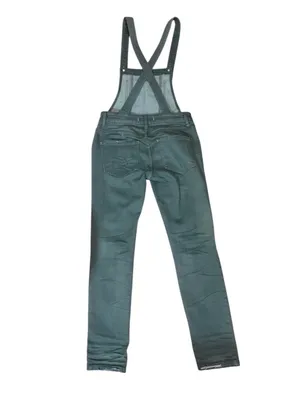 FREE PEOPLE Dark Teal Skinny Denim Overalls thumbnail 2
