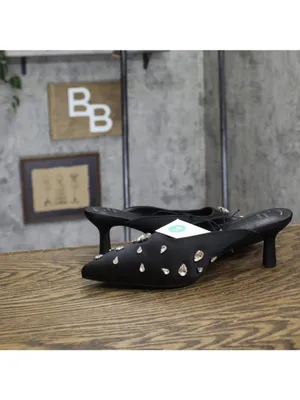 NWT A New Day Womens Katia Heels Satin Teardrop Mules 94663384 Black 9.5M thumbnail 8