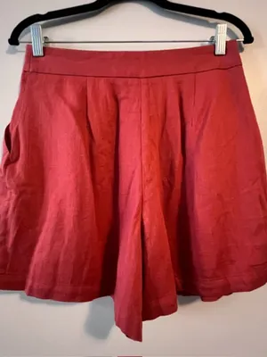 ASOS Design Linen Blend Red/Orange High Rise Shorts thumbnail 2