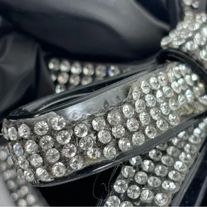 Nicole Miller New York Black Jelly Sandals Rhinestone Bow Bling Slide Size 8 thumbnail 9