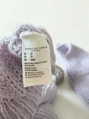 American Eagle Lavender Open Knit‎ Crewneck Sweater, Size XS thumbnail 4