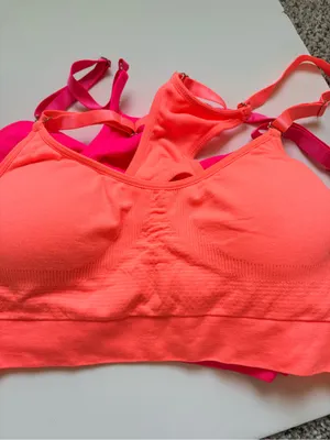 Neon Pink & Neon Coral Seamless Sports Bralettes - Women Intimates XL thumbnail 4