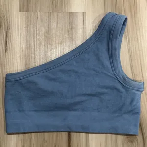 Gymshark Ribbed Cotton Seamless One Shoulder Bra Blue Women’s Small thumbnail 3