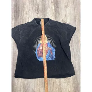 Taylor Swift "Saint‎ Taylor" Graphic T-Shirt Charcoal Gray Acid Wash Size M/L thumbnail 4