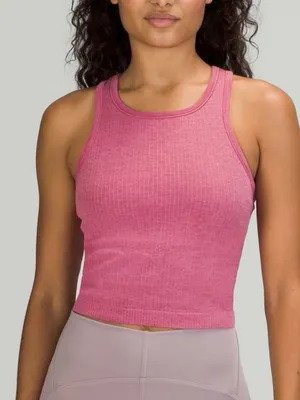 Lululemon ebb to street crop ribbed tank top pink 6 thumbnail 2