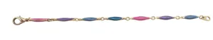 Unbranded Bracelet Womens 6.5 Enamel Marquise Link Gold Pink Purple Blue EUC thumbnail 1
