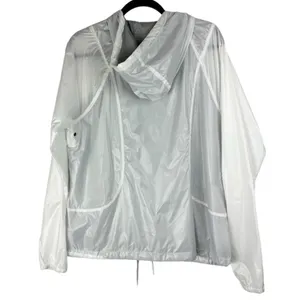 Athleta White Lined Windbreaker Jacket Sz 1X Full Zip Athletic Pockets Hooded thumbnail 2