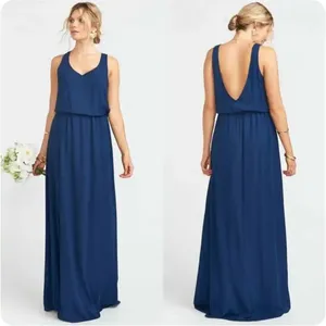 Show Me Your Mumu Kendall Maxi Dress Navy Blue V-Neck Deep‎ Back Gown Small thumbnail 2