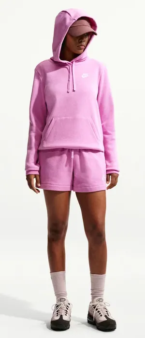 Nike Sportswear Club Pink Fleece Women's Pullover Hoodie Size Medium NWT thumbnail 1