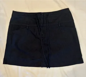 Studio 1940 Dark Blue Stretch Denim Look Mini Skort Utility Y2K Boho Size 8 thumbnail 1