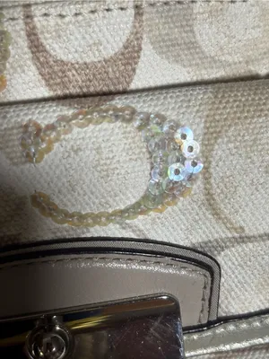 Coach Kristin Swing Bag Crossbody Sequin Signature white Brown thumbnail 12