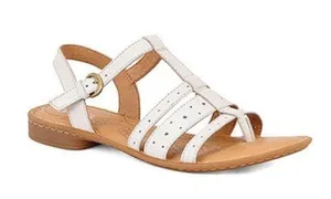 Born Marisol White Leather Strappy Flat Sandal Casual Neutral Everyday 7 thumbnail 1