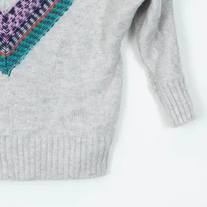 American Eagle Womens Gray Fair‎ Isle V-Neck Dolman Wool Blend Sweater Size XS thumbnail 3