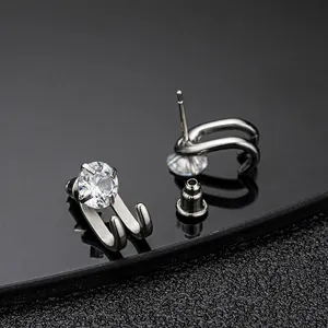 CZ Cubic Zirconia Stud Earrings for Men Women Streetwear Unisex Hip Hop Style thumbnail 3