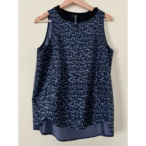 Athleta Zephyr Tank Small Women's Blouse Top Blue Black Leopard Top‎ thumbnail 4