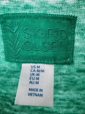Sigrid Olsen Green Women's Lightweight 100% linen button front top M casual thumbnail 8