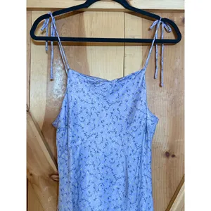 Zara Satin Straight Neck Mini Dress Lilac Floral Whimsical Fairycore Y2K Medium thumbnail 4