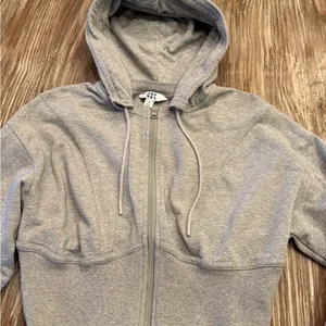 JoyLab Cropped Light Gray Zip-Up Hoodie, Size Small thumbnail 4
