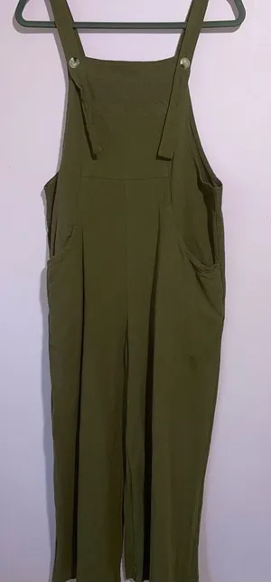 Brown Wide Leg Cotton Overalls Jumpsuit Women M Boho Minimalist Lagom Casual thumbnail 1