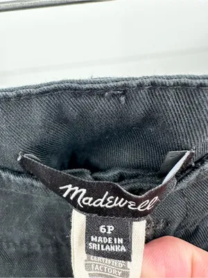 Madewell Women's Black Linen Blend Wide Leg Pleated Trouser Pants Size 6P thumbnail 3