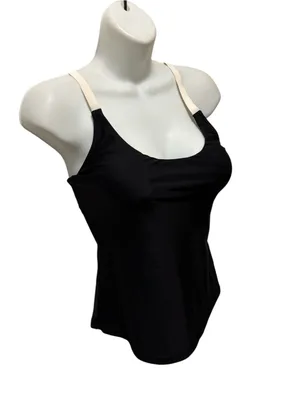 SUMMERSALT Black Tankini Top Sz S/4 Strappy Cream Back Padded Cups Stretch thumbnail 2