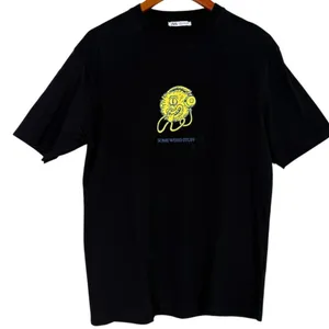 Zara Some Weird Stuff Graphic Oversized Relaxed Fit Basic T Shirt M Black Yellow thumbnail 3
